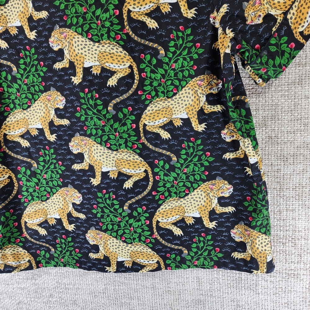 Print Fresh Bagheera Leopard Short Sleep Pajama Set Womens M Black Cotton Nice! - Picture 8 of 16